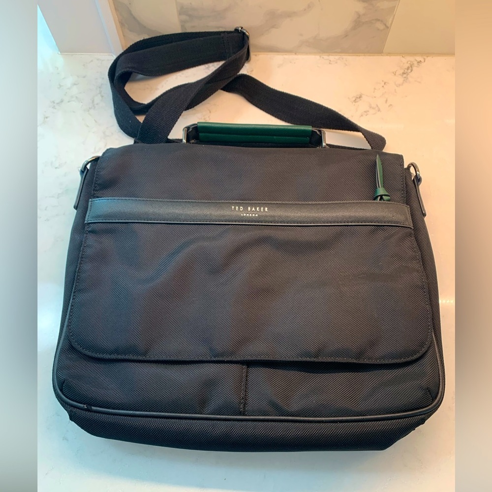 Ted Baker London Black Messenger Bag with Adjustable Strap​